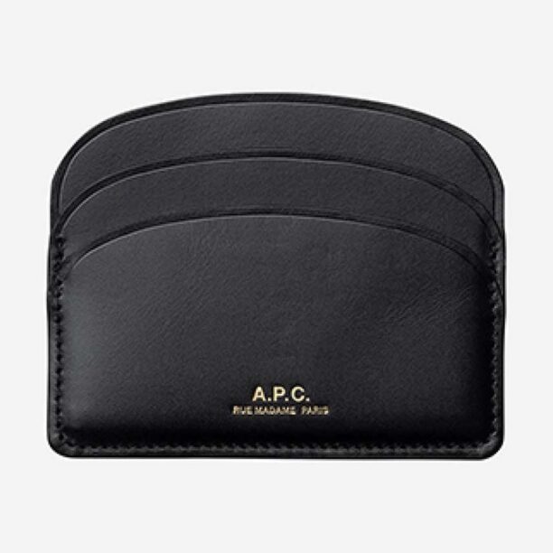 A.P.C. carcasă din piele culoarea negru PXAWV.F63270-BLACK