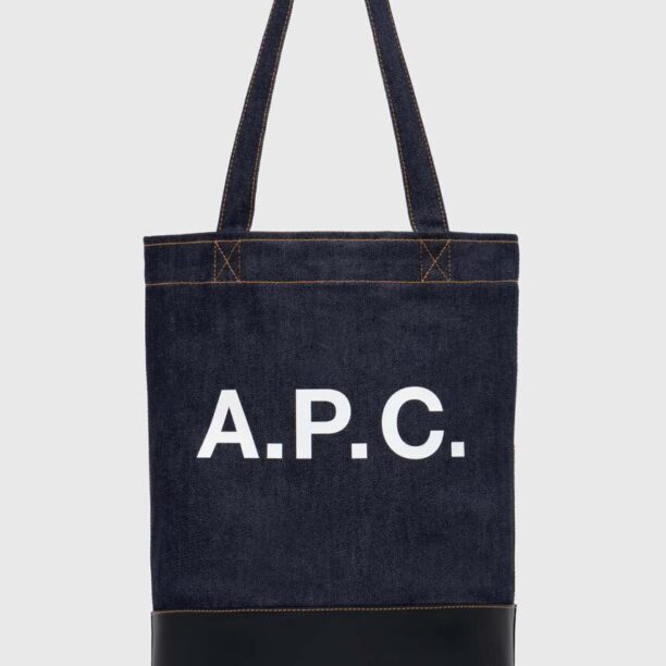 A.P.C. geanta tote axel culoarea albastru marin