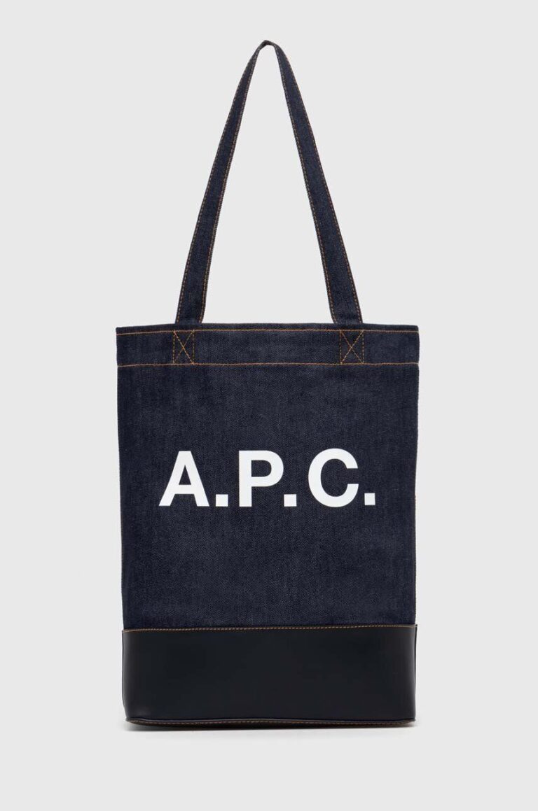 A.P.C. geanta tote axel culoarea albastru marin