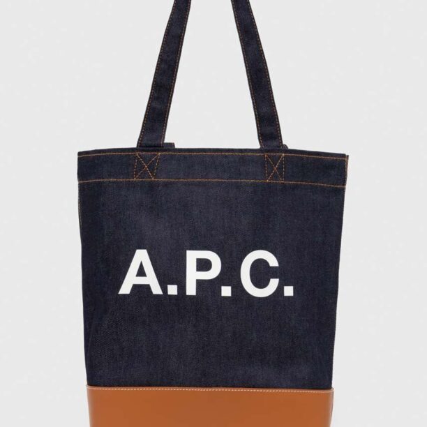 A.P.C. geanta tote axel culoarea maro