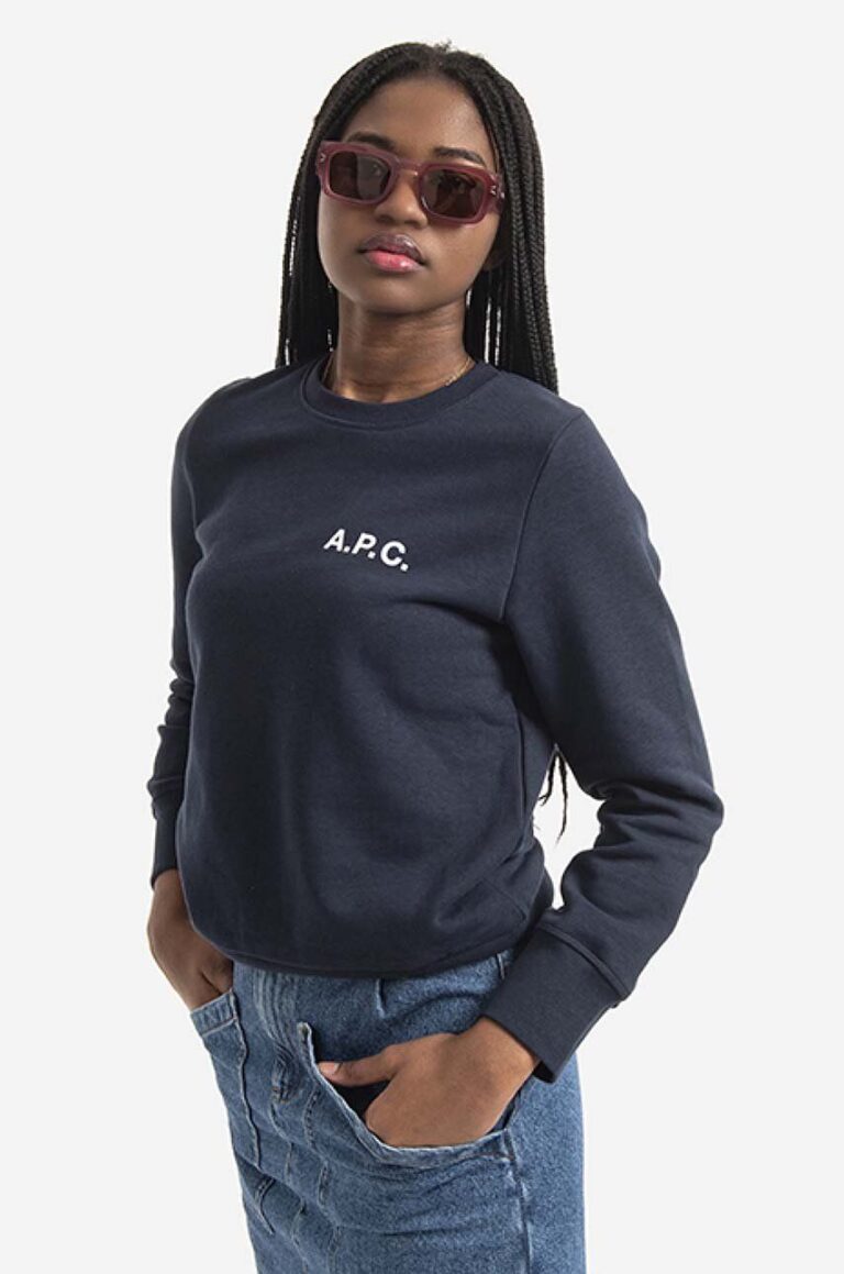 A.P.C. hanorac de bumbac bluză A.P.C. Sweat Shelley COETM-F27693 DARK NAVY femei