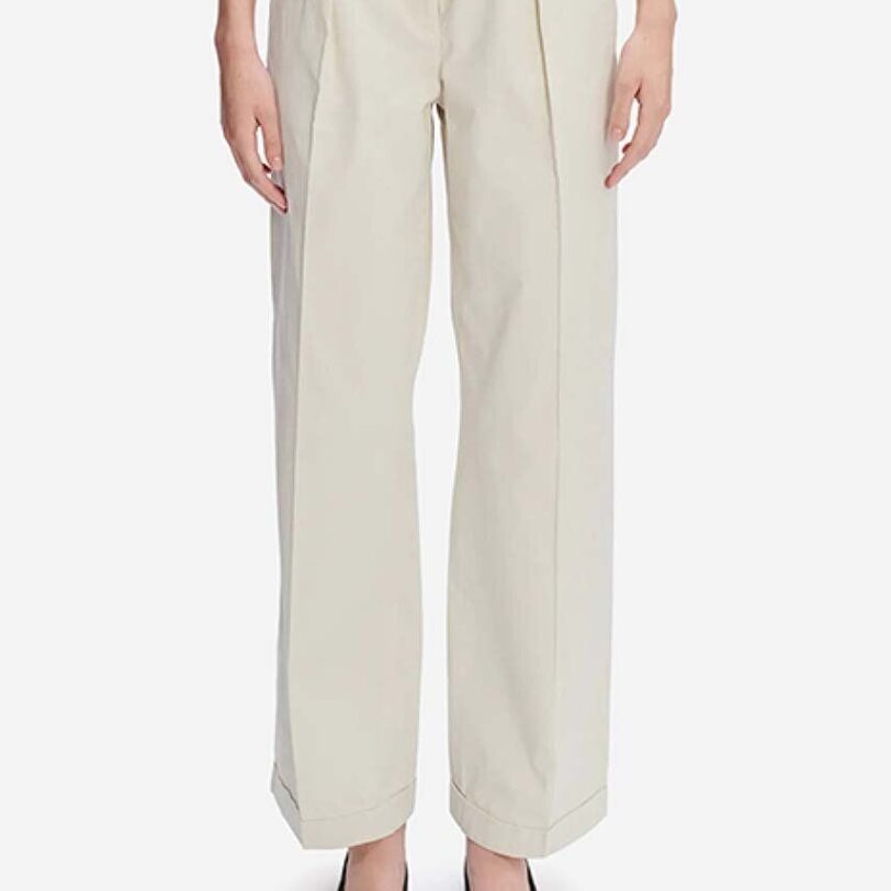 A.P.C. pantaloni de bumbac Grand Pantal Camila culoarea bej