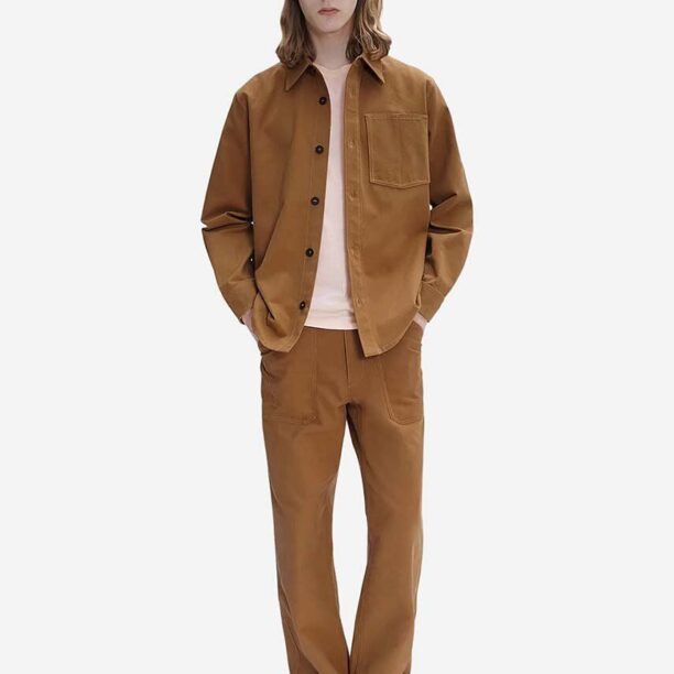 A.P.C. pantaloni de bumbac culoarea maro