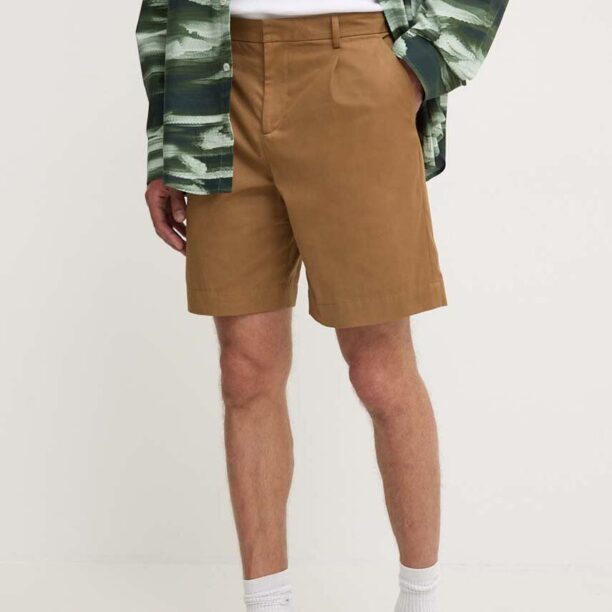 A.P.C. pantaloni scurti din bumbac short crew culoarea maro