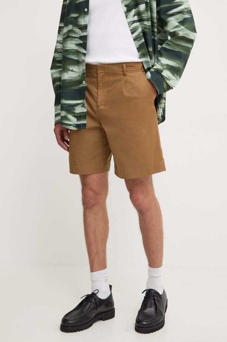 A.P.C. pantaloni scurti din bumbac short crew culoarea maro