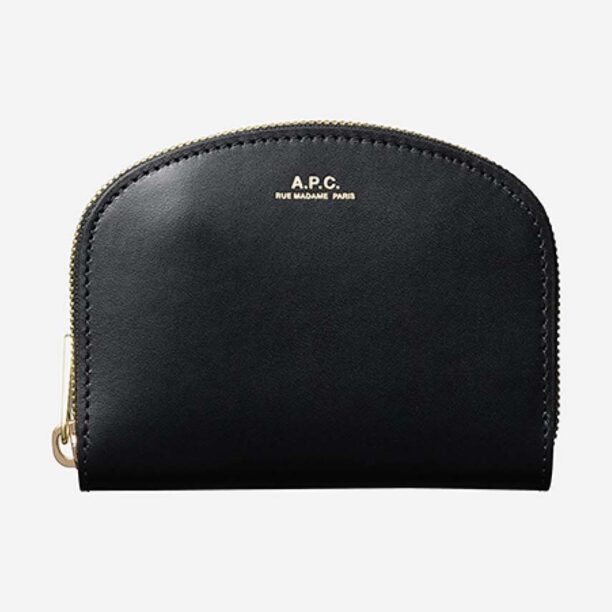 A.P.C. portofel de piele culoarea negru PXAWV.F63219-BLACK