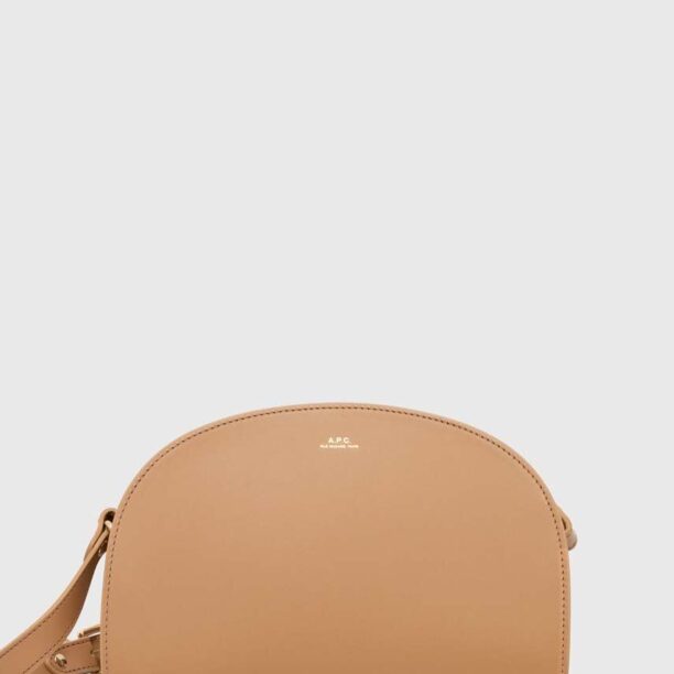 A.P.C. poseta de piele sac demi-lune culoarea bej