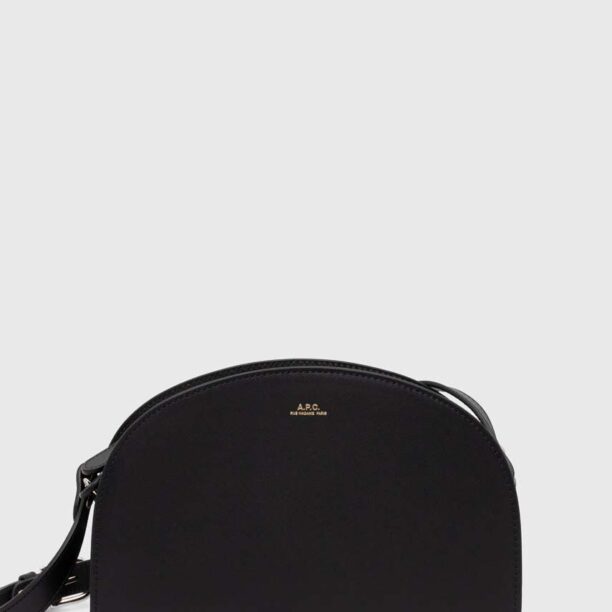 A.P.C. poseta de piele sac demi-lune culoarea negru