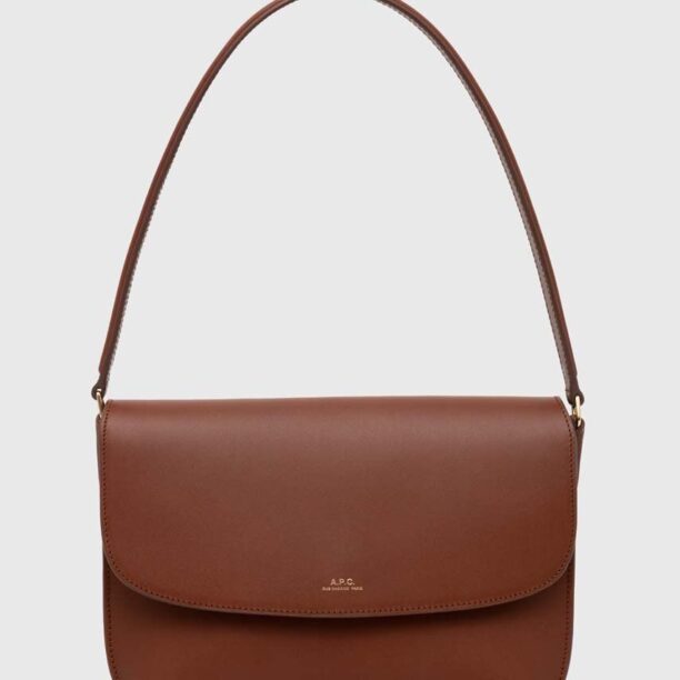 A.P.C. poseta de piele sac sarah shoulder culoarea maro