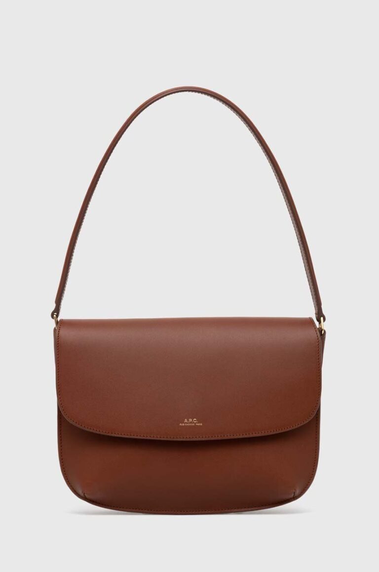 A.P.C. poseta de piele sac sarah shoulder culoarea maro