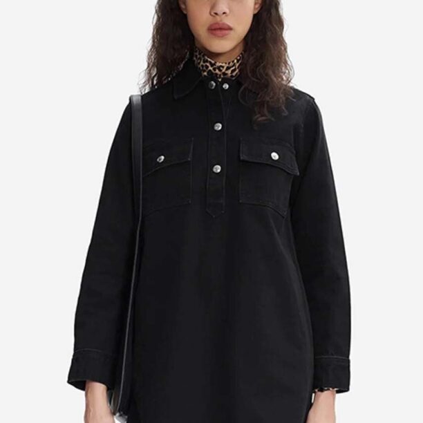 A.P.C. rochie jeans Robe Mia culoarea negru