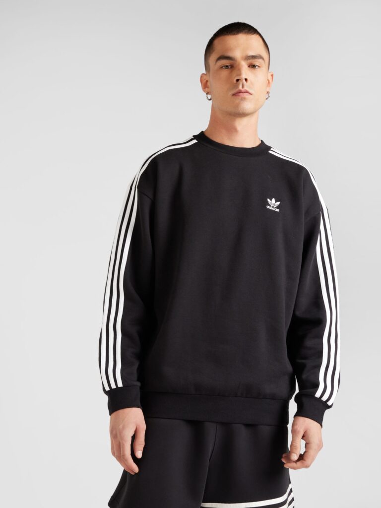 ADIDAS ORIGINALS Bluză de molton  negru / alb preţ