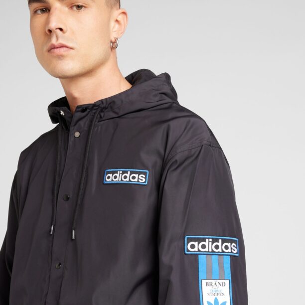 Cumpăra ADIDAS ORIGINALS Geacă de primăvară-toamnă 'Adibreak'  azur / gri închis / negru / alb