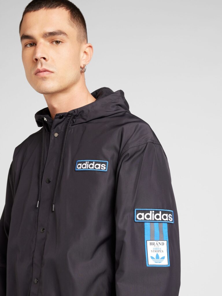 Cumpăra ADIDAS ORIGINALS Geacă de primăvară-toamnă 'Adibreak'  azur / gri închis / negru / alb