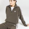 ADIDAS ORIGINALS Jachetă  fleece  oliv / alb