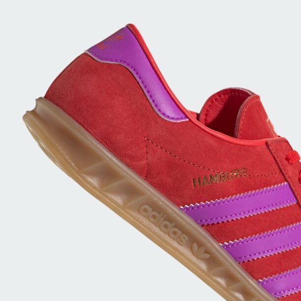 Original ADIDAS ORIGINALS Sneaker low 'Hamburg'  auriu / lila / roşu închis