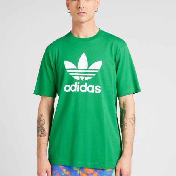 ADIDAS ORIGINALS Tricou 'Adicolor Trefoil'  verde / alb