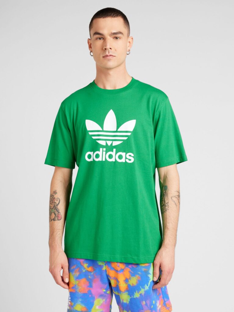 ADIDAS ORIGINALS Tricou 'Adicolor Trefoil'  verde / alb