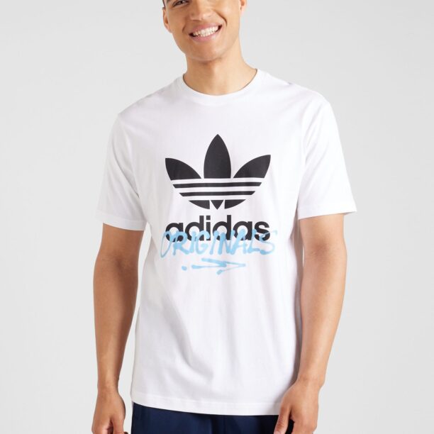 ADIDAS ORIGINALS Tricou 'STREET 1'  albastru deschis / negru / alb preţ