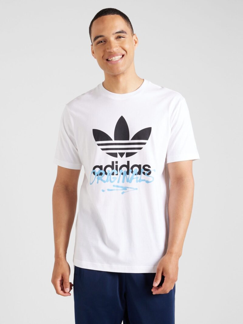 ADIDAS ORIGINALS Tricou 'STREET 1'  albastru deschis / negru / alb preţ