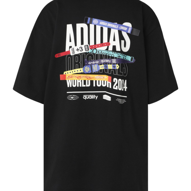 ADIDAS ORIGINALS Tricou supradimensional 'TOUR BANDS'  albastru / roșu / negru / alb