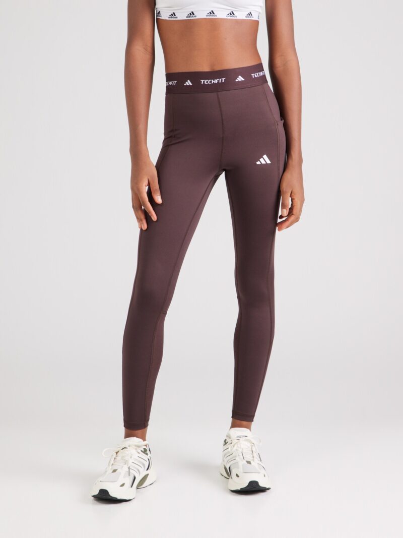 ADIDAS PERFORMANCE Pantaloni sport 'STASH'  maro închis / alb murdar