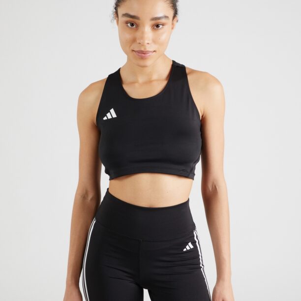 ADIDAS PERFORMANCE Sport top 'ADIZERO E'  negru / alb