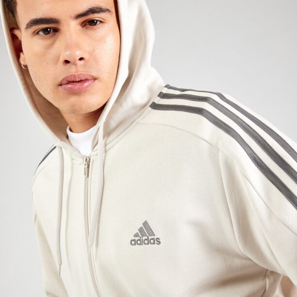 Preţ ADIDAS SPORTSWEAR Bluză cu fermoar sport 'Essentials'  ecru / gri închis