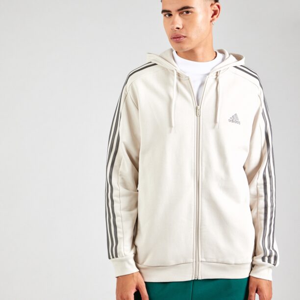 ADIDAS SPORTSWEAR Bluză cu fermoar sport 'Essentials'  ecru / gri închis