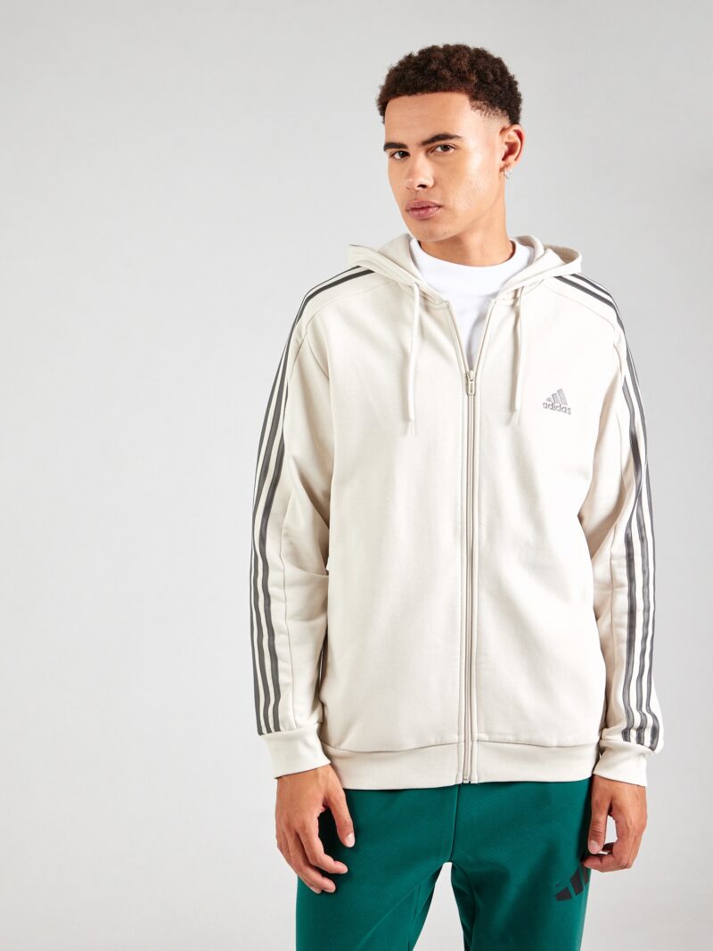 ADIDAS SPORTSWEAR Bluză cu fermoar sport 'Essentials'  ecru / gri închis