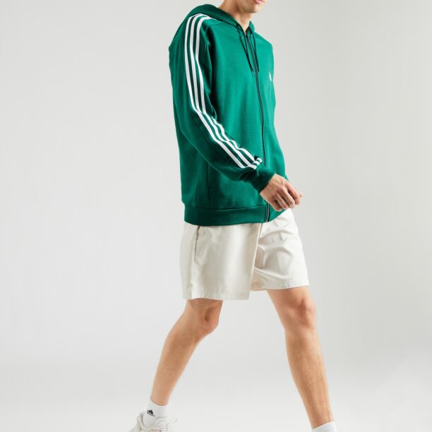 Cumpăra ADIDAS SPORTSWEAR Bluză cu fermoar sport 'Essentials'  verde / alb murdar