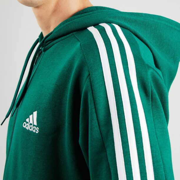 Preţ ADIDAS SPORTSWEAR Bluză cu fermoar sport 'Essentials'  verde / alb murdar