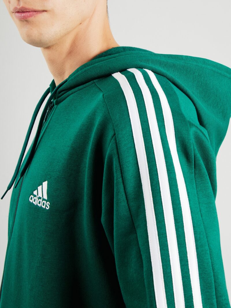 Preţ ADIDAS SPORTSWEAR Bluză cu fermoar sport 'Essentials'  verde / alb murdar