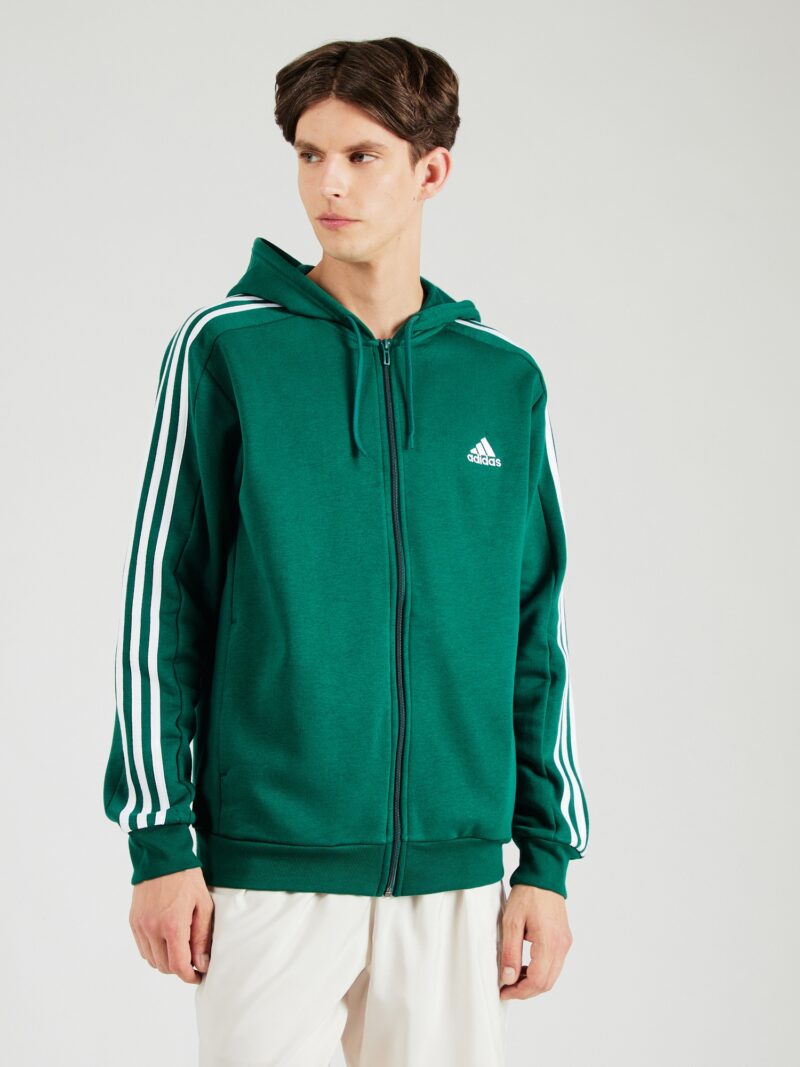 ADIDAS SPORTSWEAR Bluză cu fermoar sport 'Essentials'  verde / alb murdar