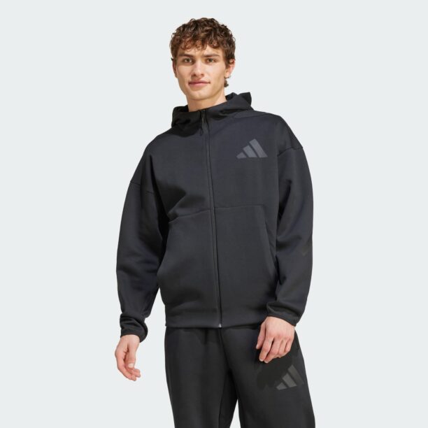 ADIDAS SPORTSWEAR Bluză cu fermoar sport 'Z.N.E.'  gri închis / negru