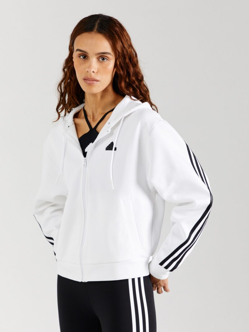 ADIDAS SPORTSWEAR Bluză cu fermoar sport  negru / alb