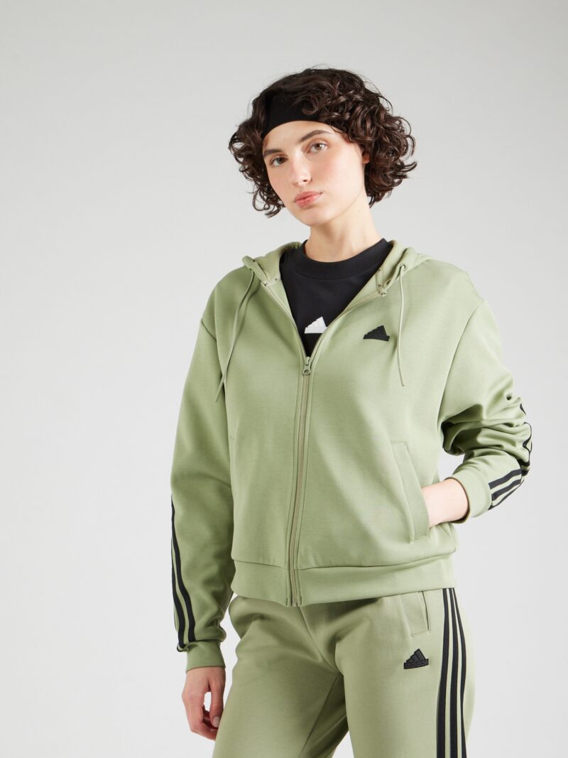 ADIDAS SPORTSWEAR Bluză cu fermoar sport  verde pastel / negru