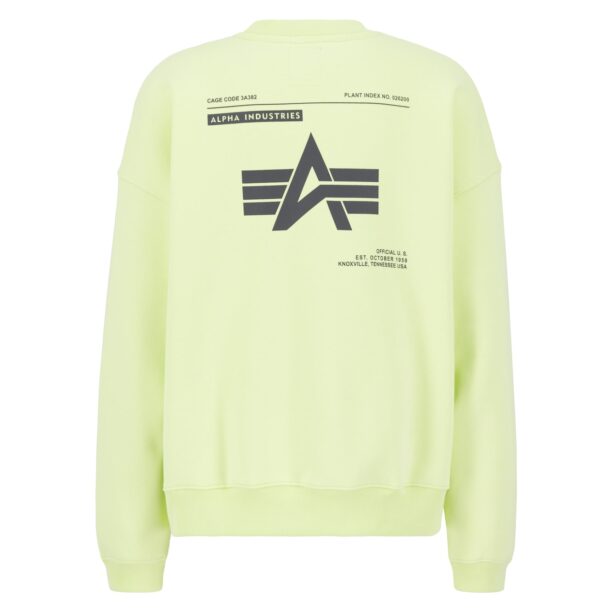 ALPHA INDUSTRIES Bluză de molton  gri metalic / verde limetă