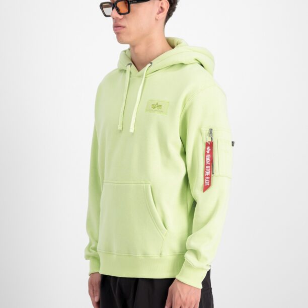 Original ALPHA INDUSTRIES Bluză de molton  verde limetă / roșu / alb