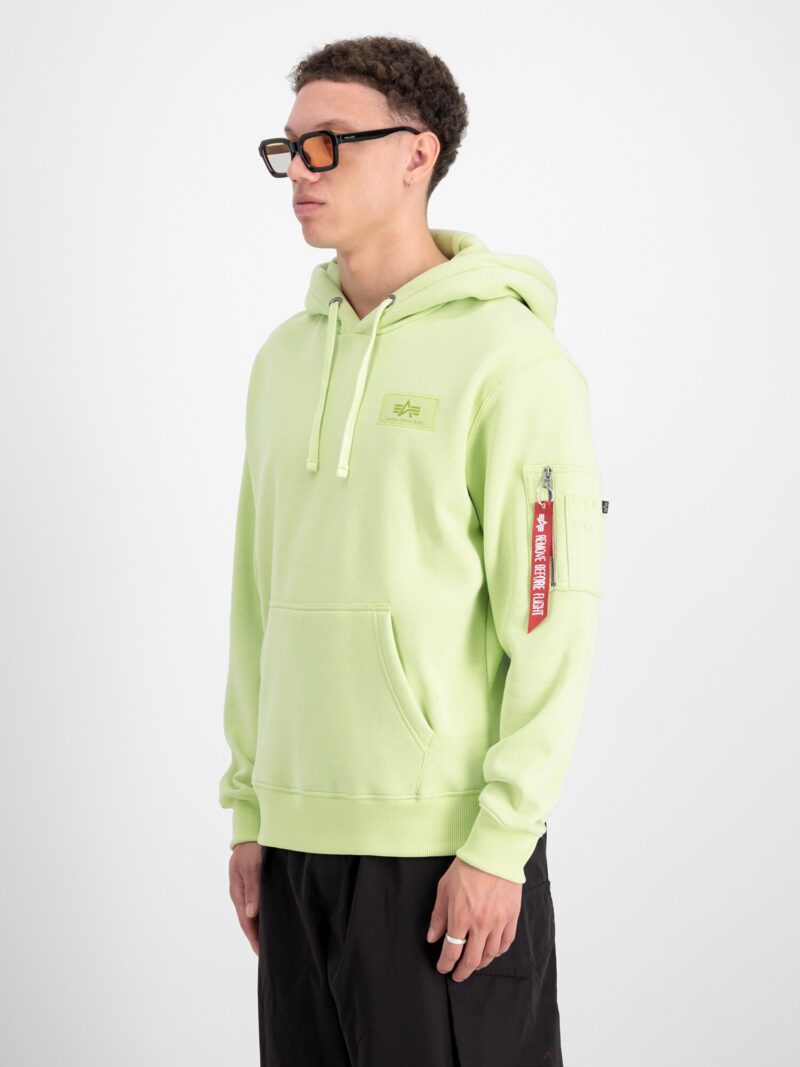 Original ALPHA INDUSTRIES Bluză de molton  verde limetă / roșu / alb