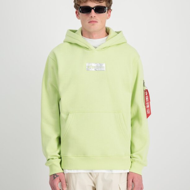 Original ALPHA INDUSTRIES Bluză de molton  verde limetă / sângeriu / alb