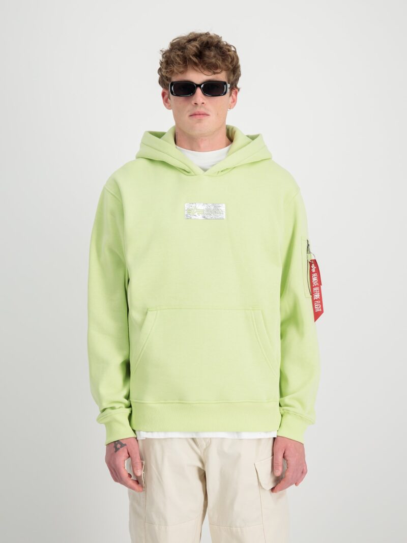 Original ALPHA INDUSTRIES Bluză de molton  verde limetă / sângeriu / alb