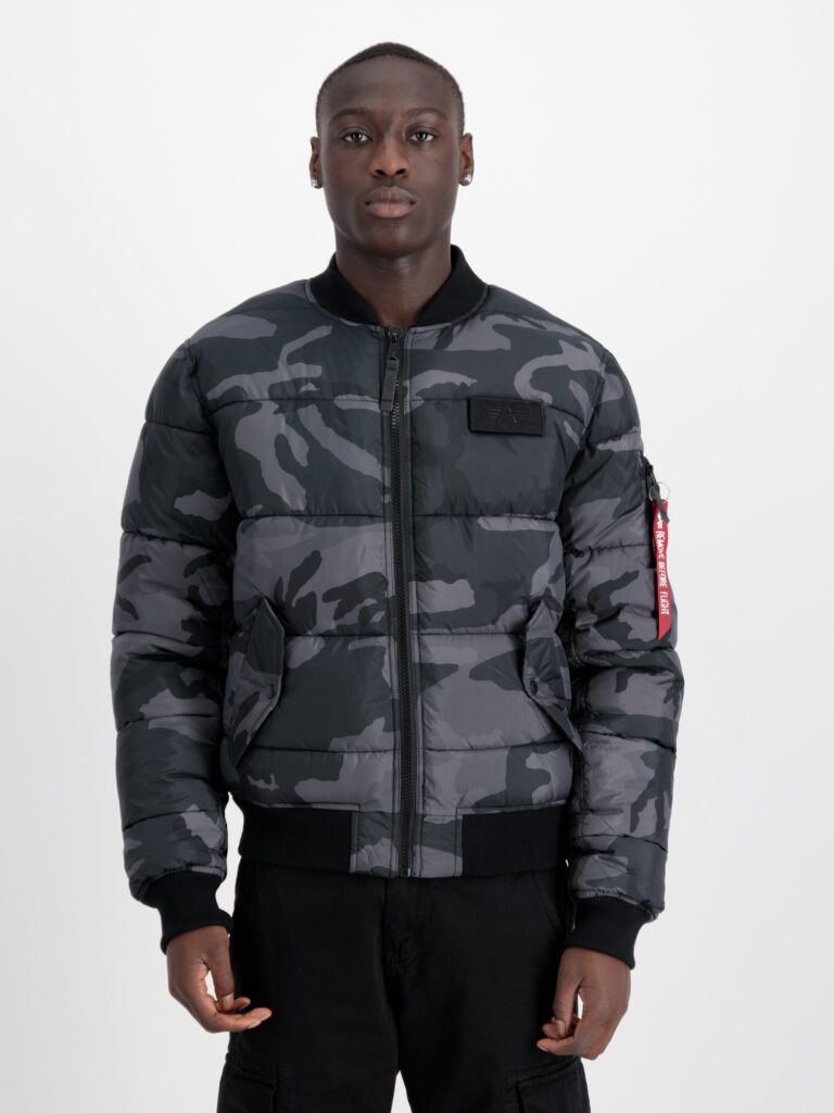 ALPHA INDUSTRIES Geacă de primăvară-toamnă 'Camo'  gri / roșu / negru