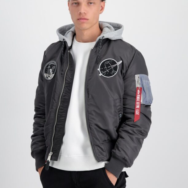 ALPHA INDUSTRIES Geacă de primăvară-toamnă 'MA-1 VF'  gri închis / gri amestecat / negru / alb preţ