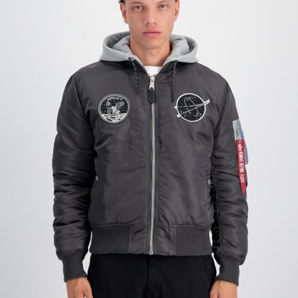 Original ALPHA INDUSTRIES Geacă de primăvară-toamnă 'MA-1 VF'  gri închis / gri amestecat / negru / alb