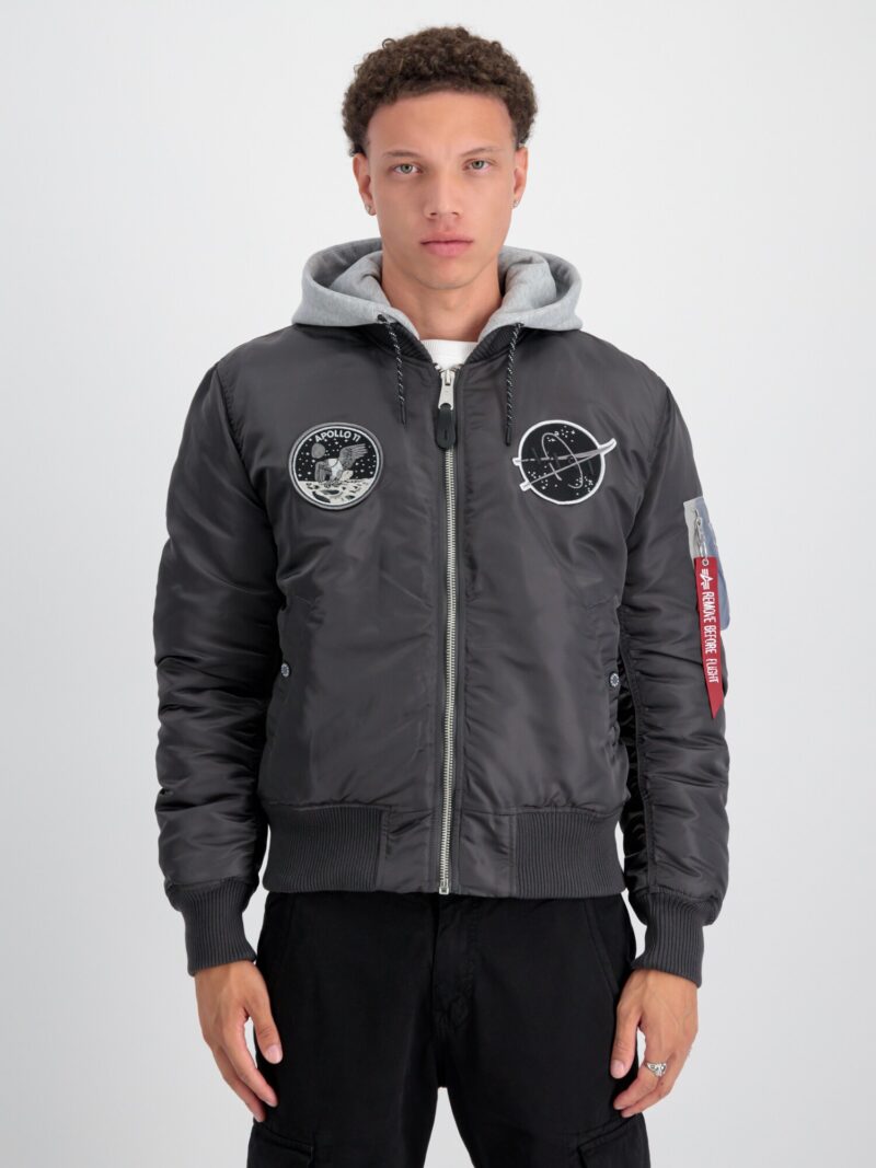 Original ALPHA INDUSTRIES Geacă de primăvară-toamnă 'MA-1 VF'  gri închis / gri amestecat / negru / alb