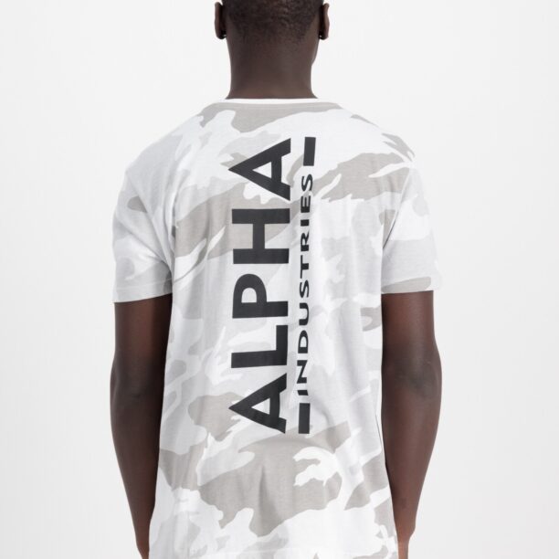 ALPHA INDUSTRIES Tricou 'Camo'  gri deschis / negru / alb