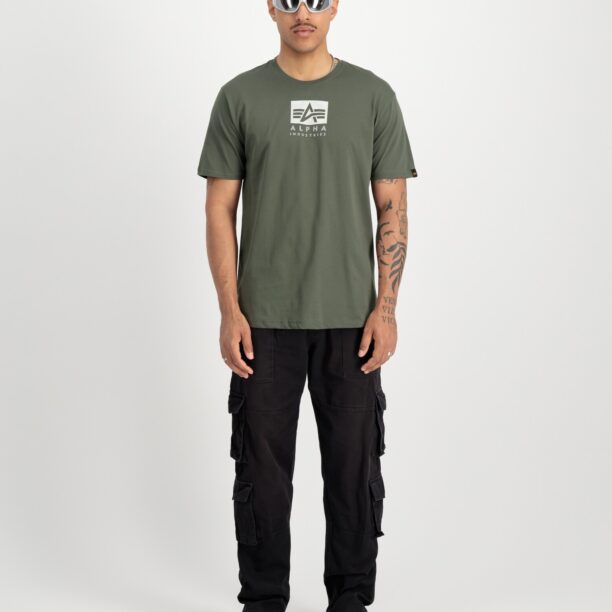 ALPHA INDUSTRIES Tricou  gri deschis / oliv / alb preţ