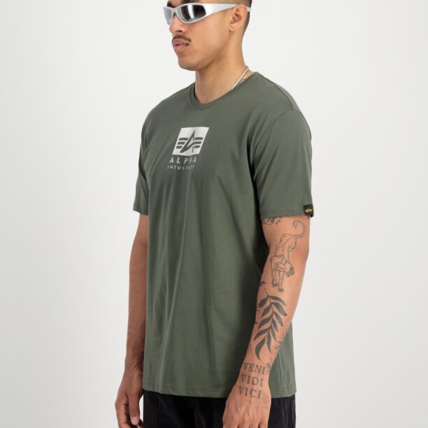 Preţ ALPHA INDUSTRIES Tricou  gri deschis / oliv / alb