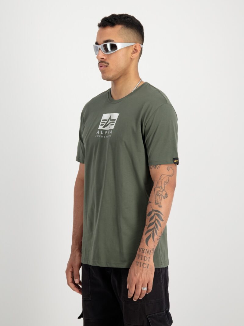 Preţ ALPHA INDUSTRIES Tricou  gri deschis / oliv / alb